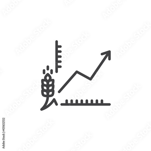 Wheat growth diagram line icon