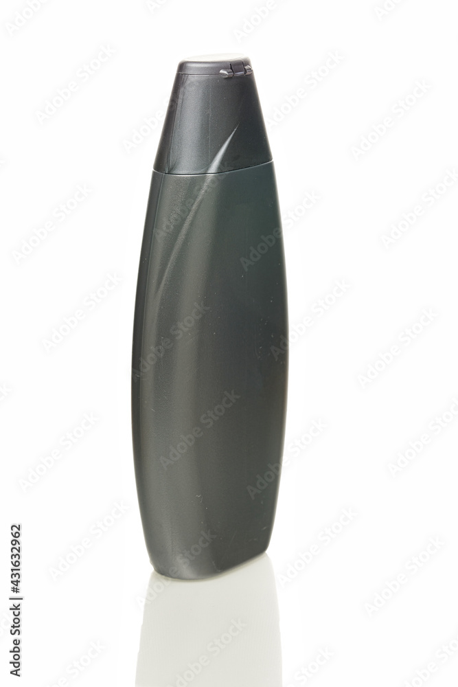 Gray plastic bottle on a white background, blank for design, place for text
