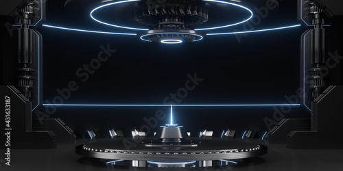 
3D rendered science fiction booth