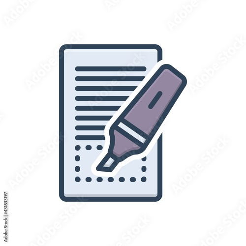 Color illustration icon for highlighted