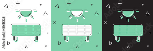 Set Solar energy panel icon isolated on white and green, black background. Vector