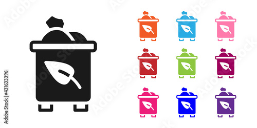 Black Recycle bin with recycle symbol icon isolated on white background. Trash can icon. Garbage bin sign. Recycle basket. Set icons colorful. Vector