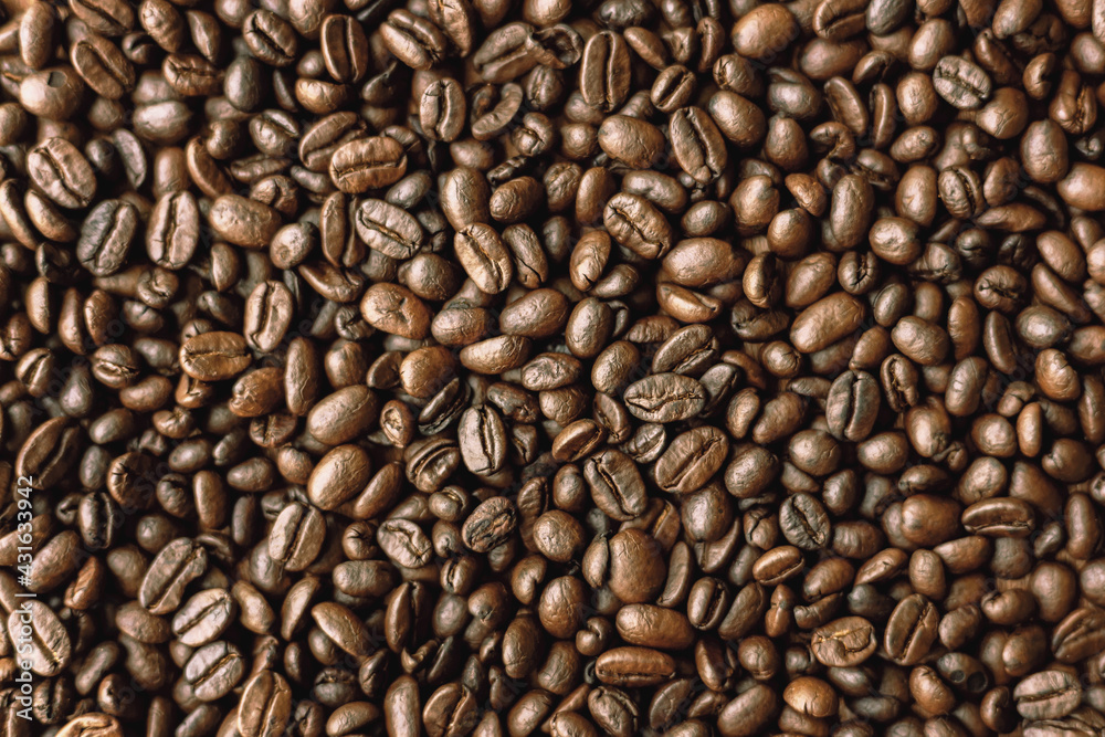 Fototapeta premium A lot of coffee beans black coffee texture background picture