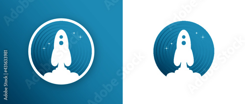 Rocket launch space icon logo