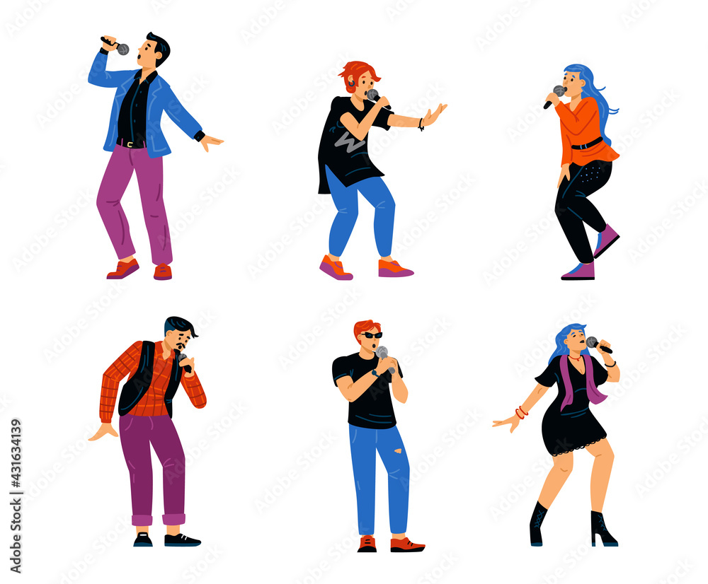 Performance singing people with microphone - karaoke songs or music show. Performance singing people with microphone - karaoke songs or music show.