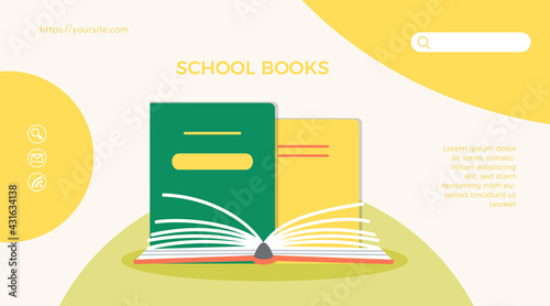 School books web page mobile app template design