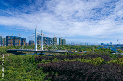 Urban environment of Shangbo bridge in Yiwu City, Zhejiang Province, China photo