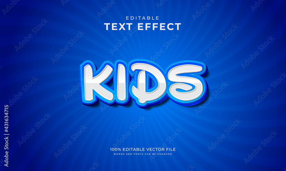 Kids cartoon 3d editable text style effect