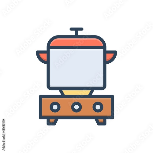 Color illustration icon for cooked