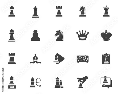 Chess game vector icons set