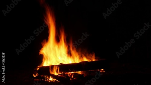 large wood bonfire