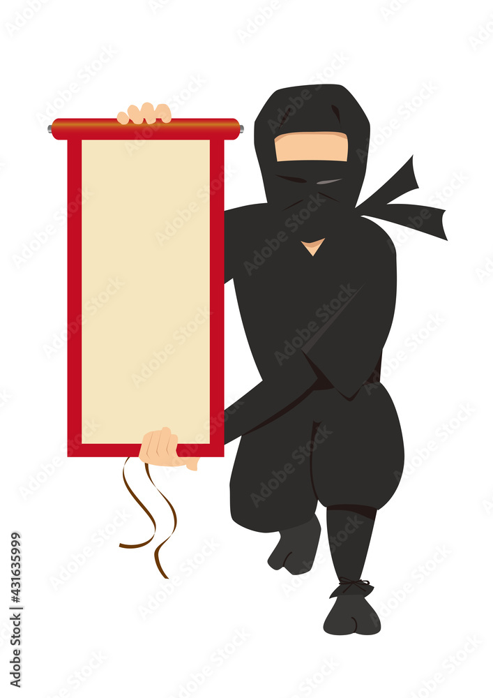 巻物を広げた忍者のイラスト Stock Vector Adobe Stock