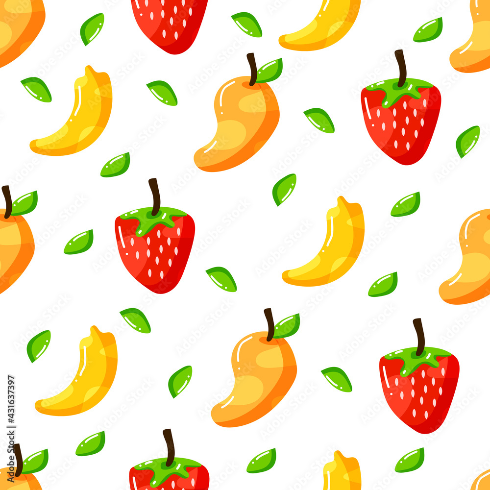 flat hand drawn healthy fruits seamless pattern design flat hand drawn healthy fruits seamless pattern design
