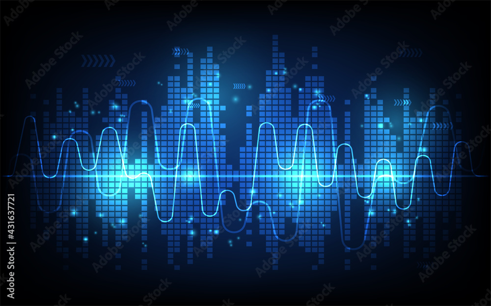 Sound wave rhythm background, technology concept, futuristic digital innovation background vector illustration