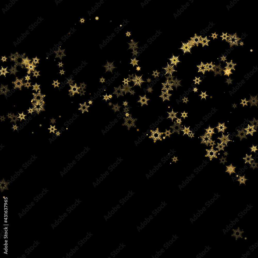 Falling Snow flakes golden pattern Holiday Vector Falling Snow flakes golden pattern Holiday Vector