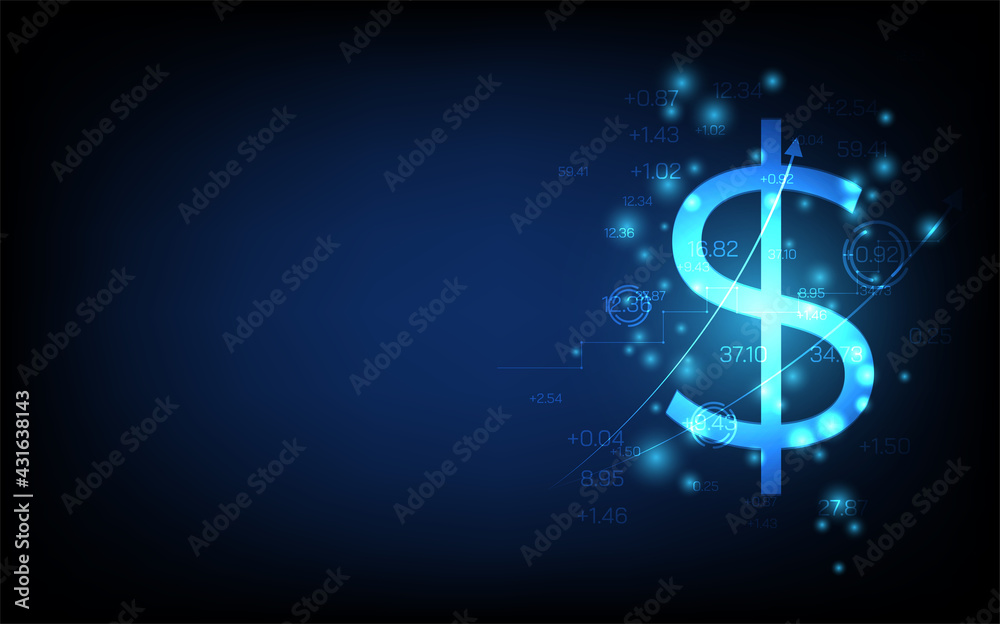 technology business background, graph financial with social network diagram concept, futuristic digital innovation background vector illustration