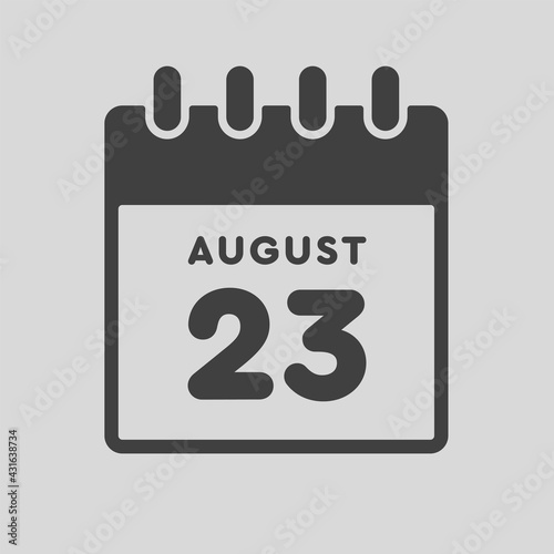 Icon day date 23 August, template calendar page