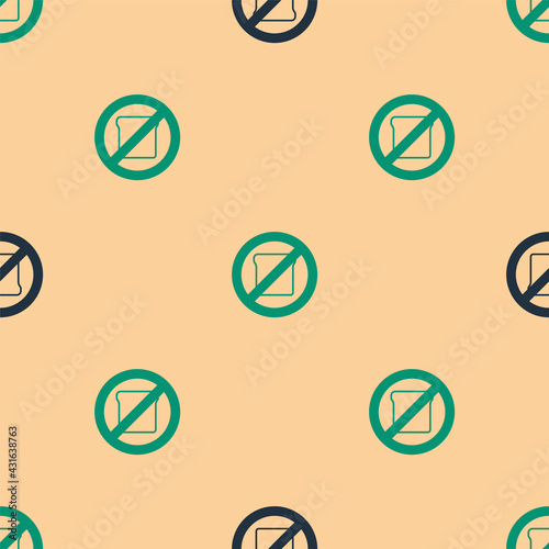 Green and black Gluten free grain icon isolated Green and black background. No wheat sign. Food intolerance symbols. Vector