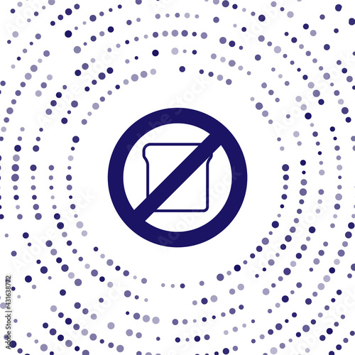 Blue Gluten free grain icon isolated Blue background. No wheat sign. Food intolerance symbols. Abstract circle random dots. Vector