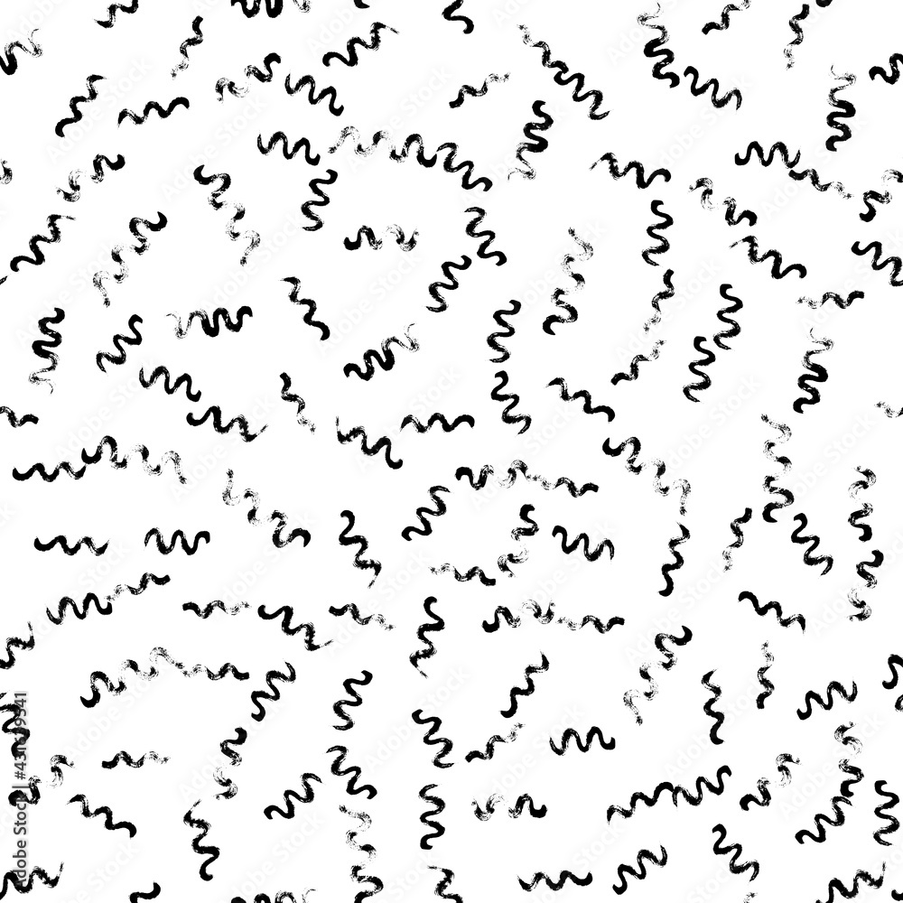 Vector seamless pattern with black wave brush stroke on white background. Vector seamless pattern with black wave brush stroke on white background.