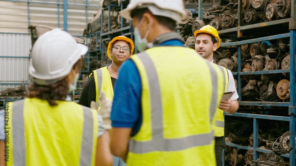 Engineering people are working in heavy industrial plant Engine parts factory .. Engineering people are working in heavy industrial plant Engine parts factory ..