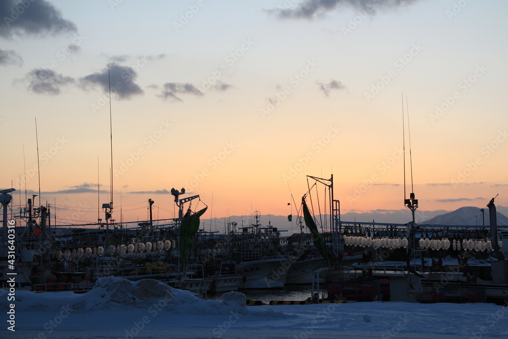Japanese pier at sunset