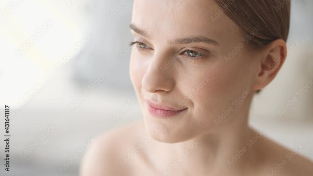 Beautiful woman close up face portrait looking camera smiling beauty young caucasian model lifestyle natural smile portrait Beautiful woman close up face portrait looking camera smiling beauty young caucasian model lifestyle natural smile portrait