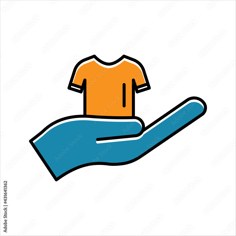 hand lineal color icon with clothes. charity symbol, donation, humanity. Editable stroke. Design template vector hand lineal color icon with clothes. charity symbol, donation, humanity. Editable stroke. Design template vector