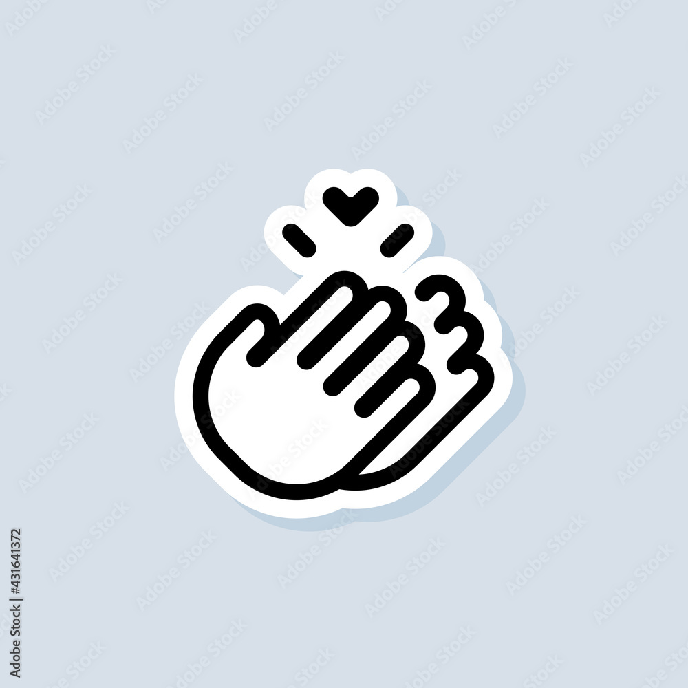 Sticker Thank you. Clapping Hands logo, icon. Vector.. Clap, applause icon. Vector on isolated background. EPS 10