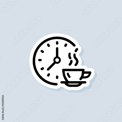 Time for lunch sticker, logo, icon. Vector. Meal breaks icon. Time break. Dinner. Food time logo. Vector on isolated background. EPS 10