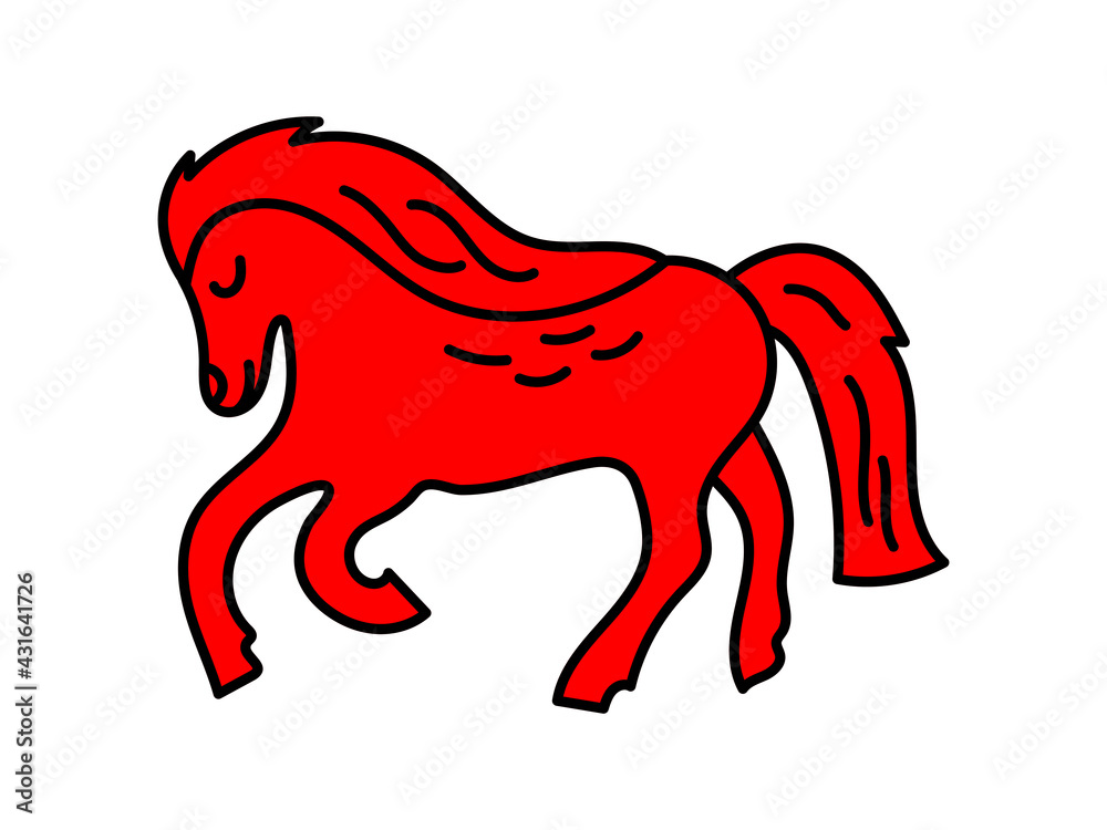 Horse. Chinese horoscope 2026 year. Animal symbol vector illustration
