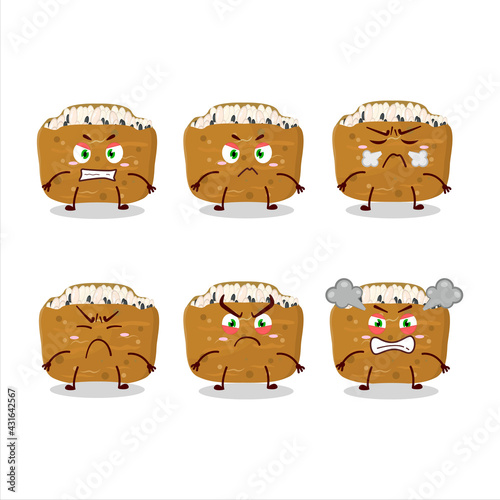 Inarizushi cartoon character with various angry expressions