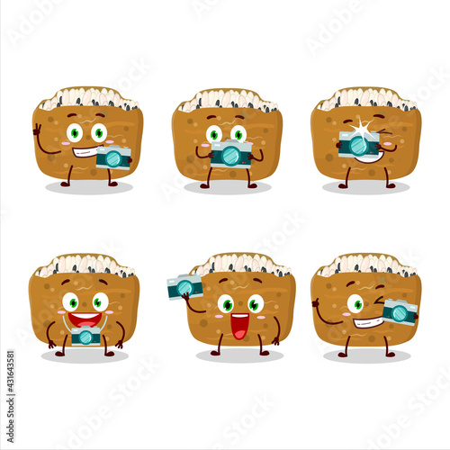 Photographer profession emoticon with inarizushi cartoon character