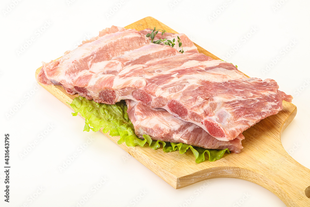 Raw pork ribs for cooking