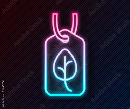 Glowing neon line Vegan food diet icon isolated Glowing neon line background. Organic, bio, eco symbol. Vegan, no meat, lactose free, healthy, fresh and nonviolent food. Vector