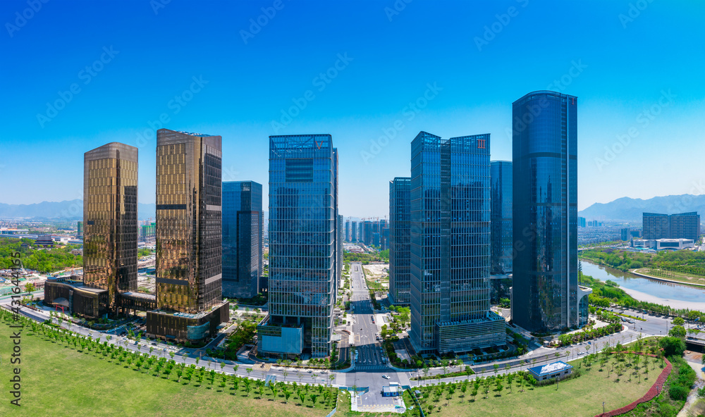 Obraz premium CBD landscape of Yiwu City, Zhejiang Province, China