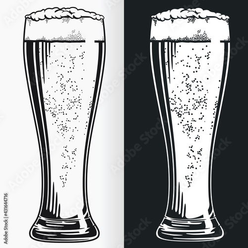 Silhouette Tall Pilsner Beer Glass Stencil Ilustration Drawing