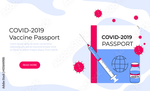 Covid-19 Vaccine passport. Coronavirus immune pass. Pandemic vaccination proof.