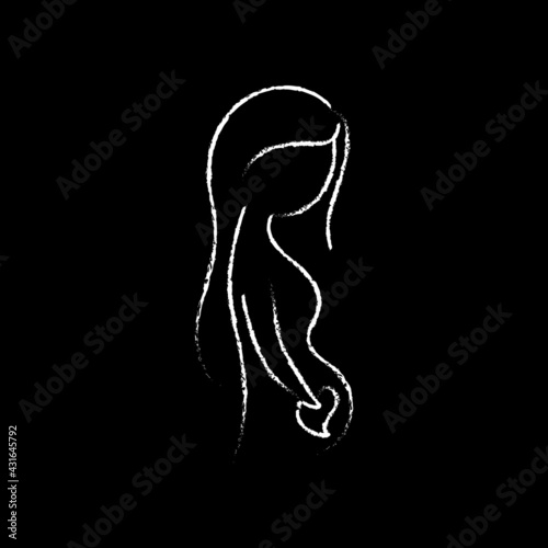 Pregnant woman chalk icon. Motherhood. Mather's Day. Thin line customizable illustration. Contour symbol. Vector isolated outline drawing.