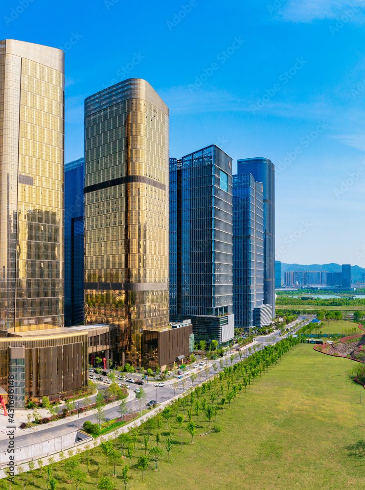 Obraz premium CBD landscape of Yiwu City, Zhejiang Province, China