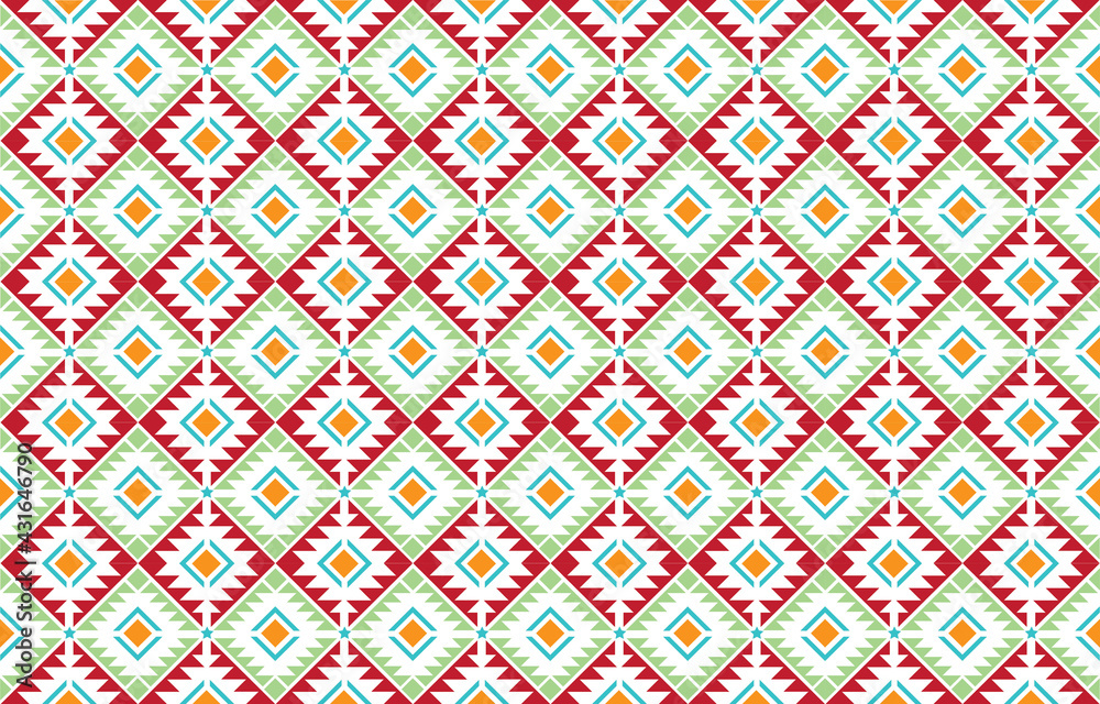 GEOMETRIC ETHNIC PATERN SEAMLESS, COLOR oriental, design for fabric or carpet and use as background, wallpaper, vector illustration.