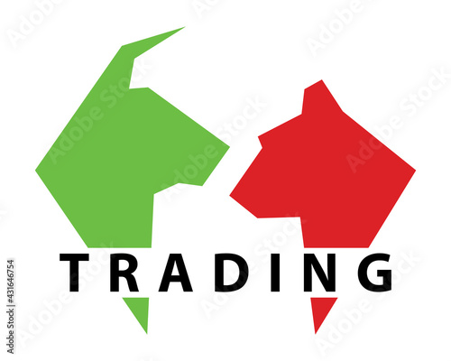 Bear bull market investment. Exchange finance vector illustration. Symbol economy concept design. Abstract animal trading.
