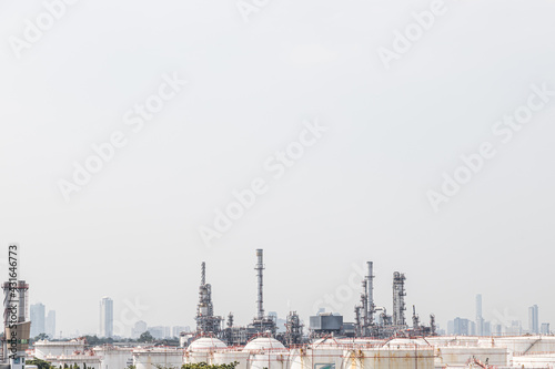 Peyrochemical Industry of Oil refinery plant oil and gas with oil storage tank