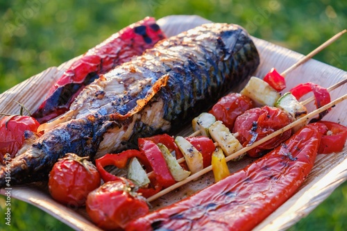 Fish mackerel grill food co...