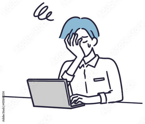 嘆く男性　シンプル　イラスト
