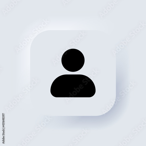 User icon. Human person symbol. Social profile icon. Avatar login sign. Web user symbol. Neumorphic UI UX white user interface web button. Neumorphism. Vector EPS 10