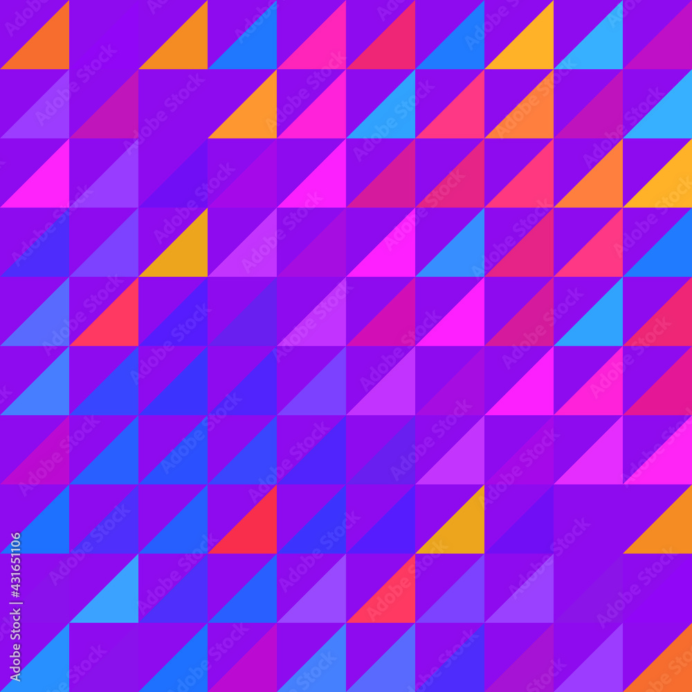 Fototapeta premium Bright rainbow background of triangles with backlight effect