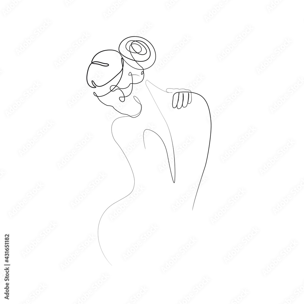 Woman Abstract Body One Line Drawing. Female Figure Creative