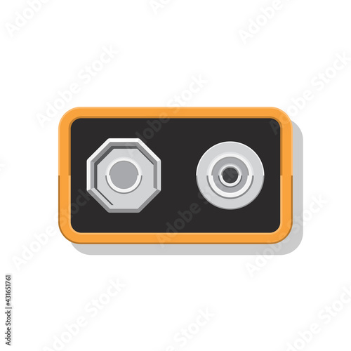 9V Battery top view isolated on white background vector illustration.