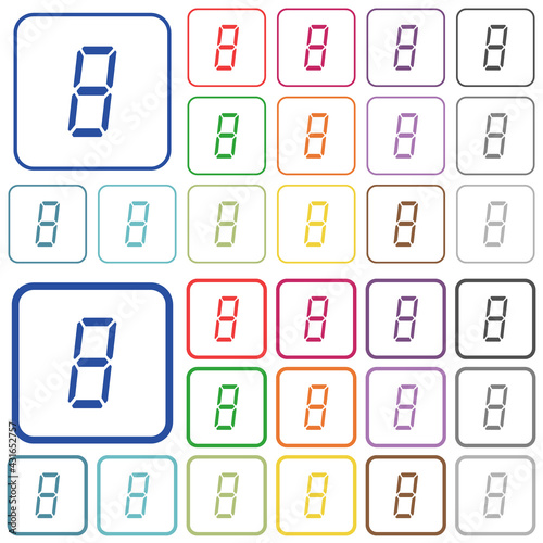 digital number eight of seven segment type outlined flat color icons